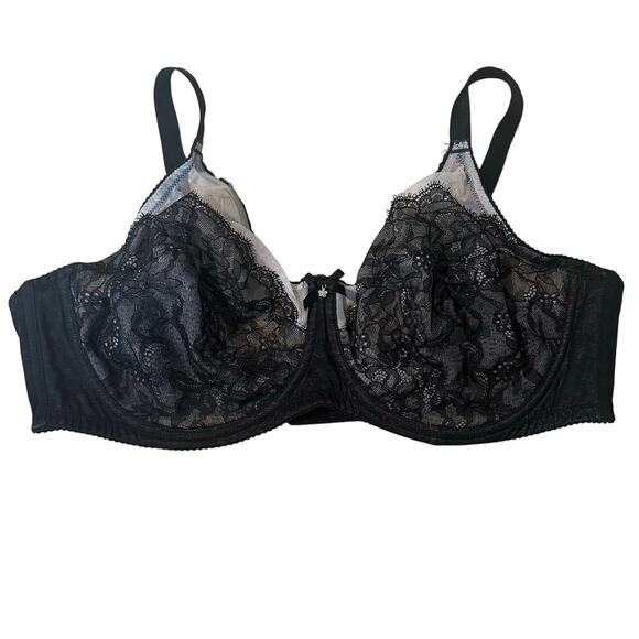 Wacoal Retro Chic Full Figure Underwire Bra 42D Black White - Picture 2 of 9